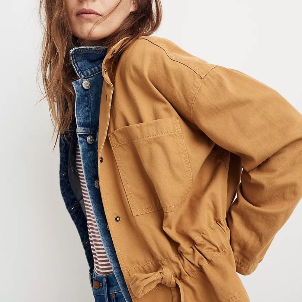 Madewell Womens Southlake Military Jacket Mustard Size XXL Style # H8497